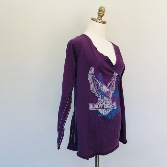 HARLEY DAVIDSON Pullover Long Sleeve Tee Purple Plus Size XXL - Picture 9 of 9